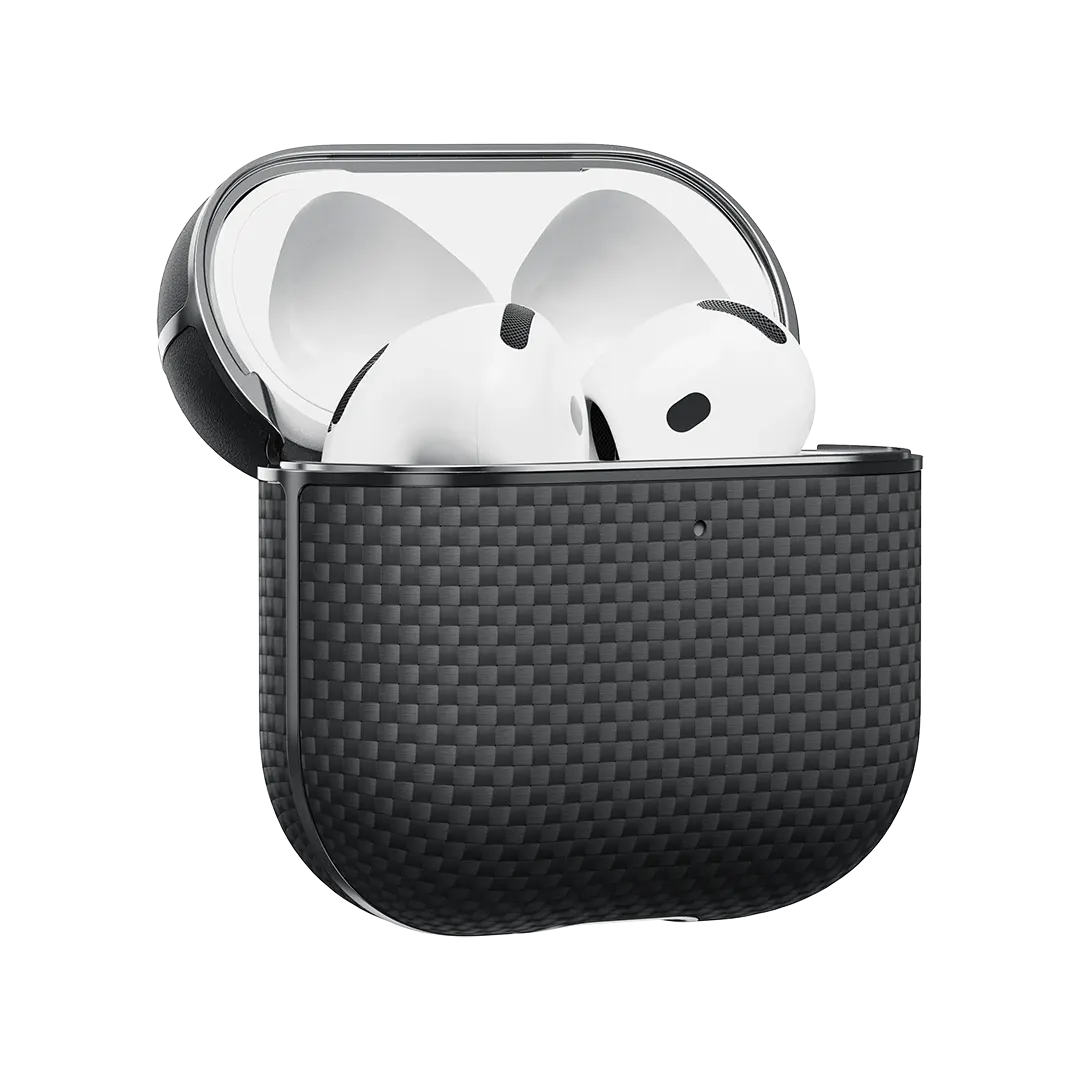 Husă AirPods 4 Aramid Fiber Magnetic (Black/Gray) - imagine 2